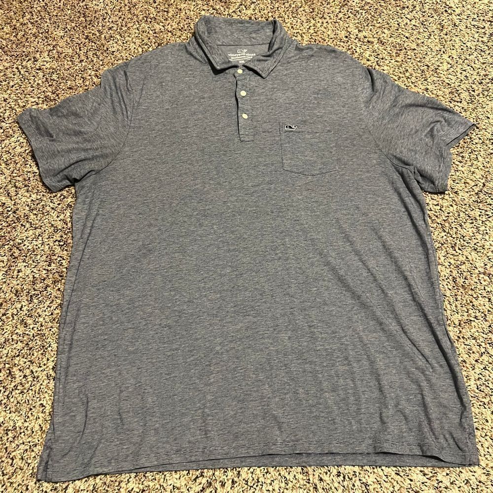 Vineyard Vines Classic Gray Polo Shirt with Whale Logo XXL Casual Cotton Blend